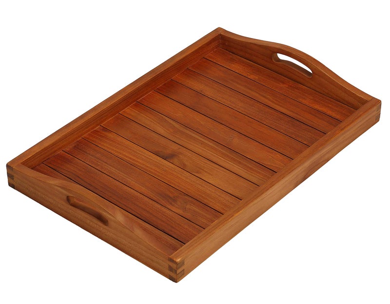 Bare Decor Vivi Spa/Serving Tray in Solid Teak Wood, Brown, 15.75x23.5 - Image 1